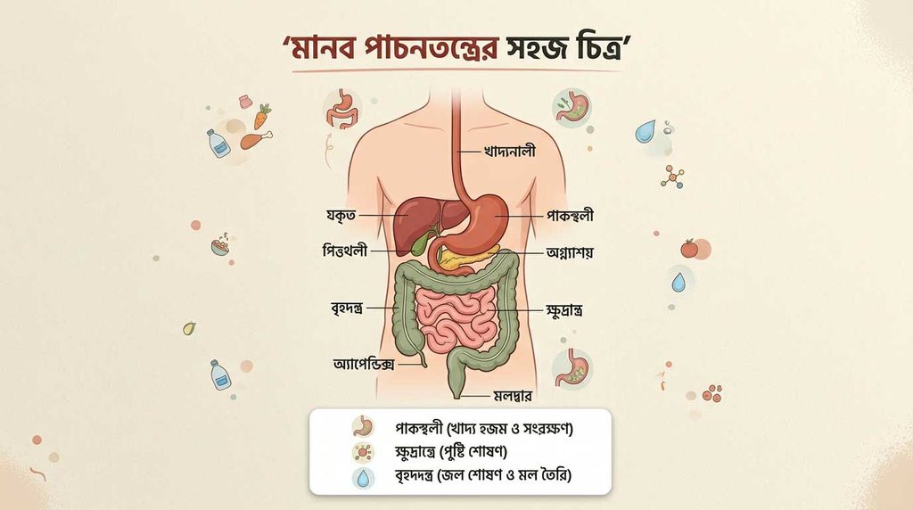 পাচনতন্ত্রের চিত্র: পাকস্থলী, ক্ষুদ্রান্ত্র ও বৃহদন্ত্রে আয়রনের শোষণ ও অন্ত্রের গতি