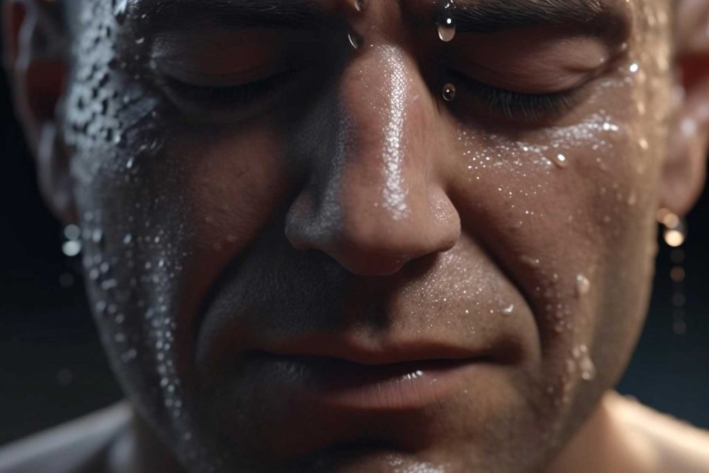 man-sweating-face